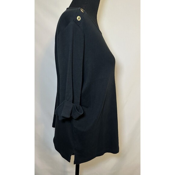 Lauren Ralph Lauren Black Short Sleeve Shirt Gold Button Women's Plus‎ 1X - Picture 4 of 10